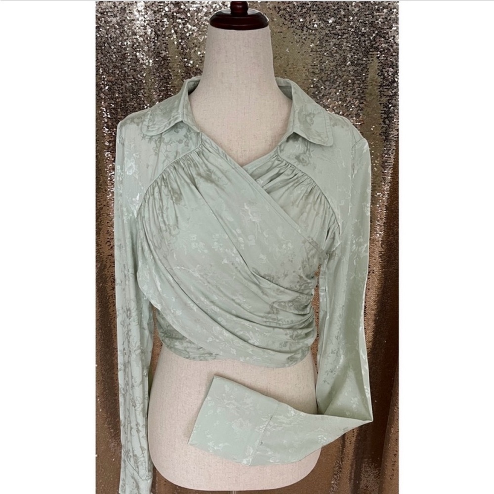 Lovers + Friends Elaine top in Jade Green.